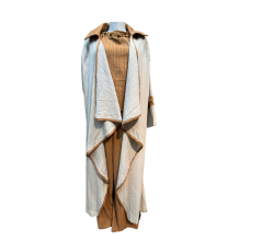 Ensemble d’été simple col brodé marron