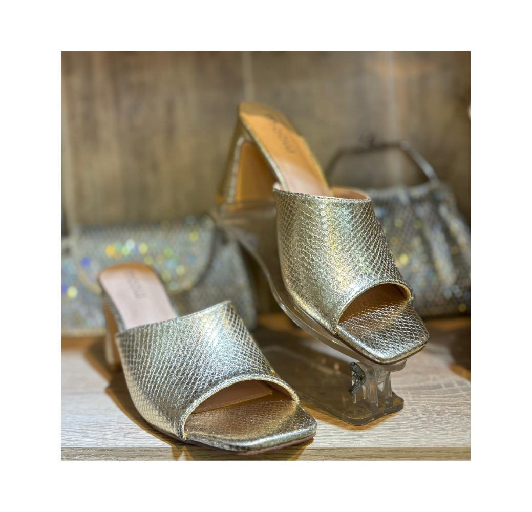 Mules élégantes python doré Mules élégantes python doré