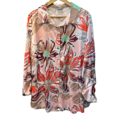 Chemise femme à motifs rouge et beige 