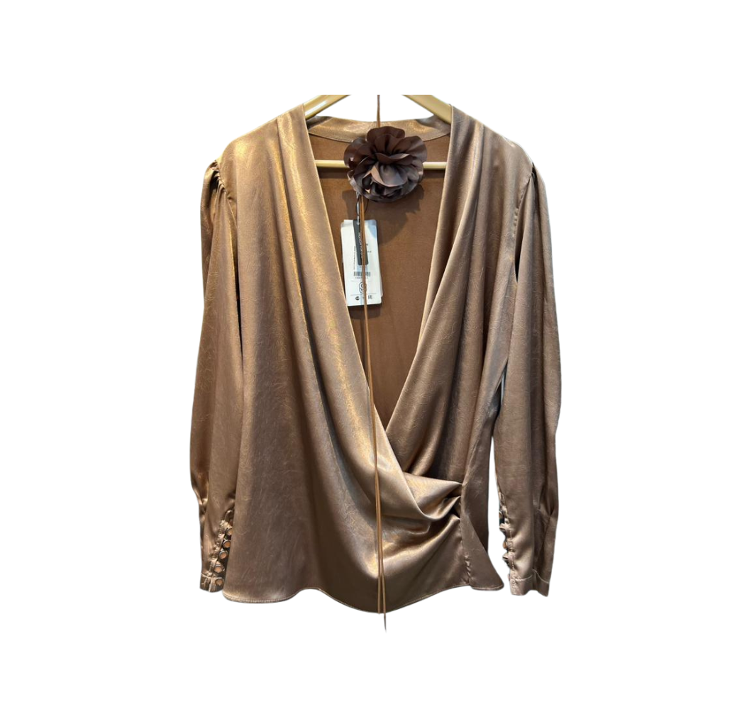Chemise femme à motifs beige 