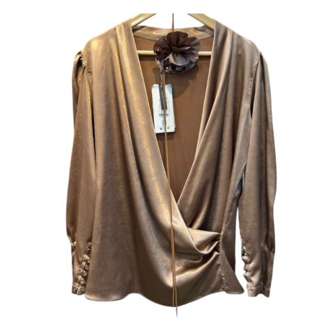 Chemise femme à motifs beige 