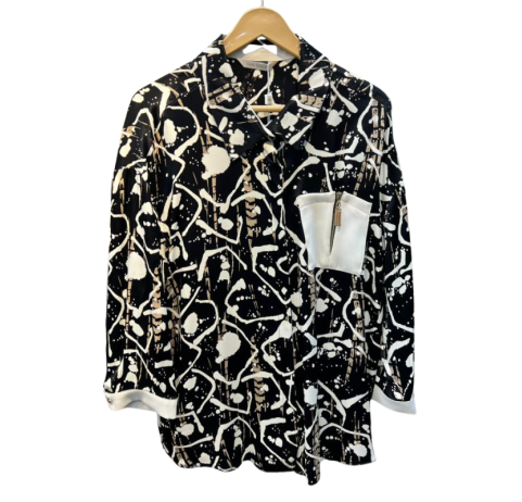 Chemise femme à motifs noire et balnc 