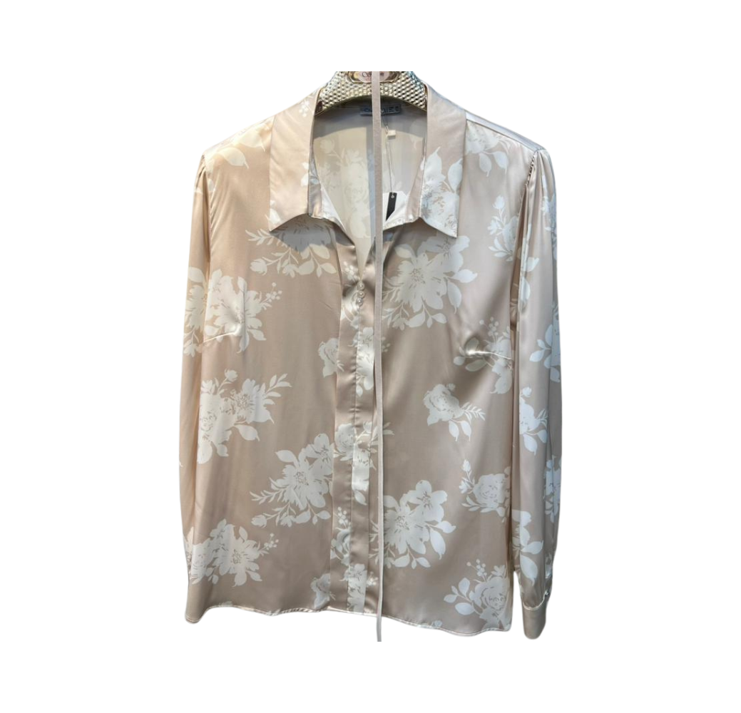 Chemise femme à motifs beige 