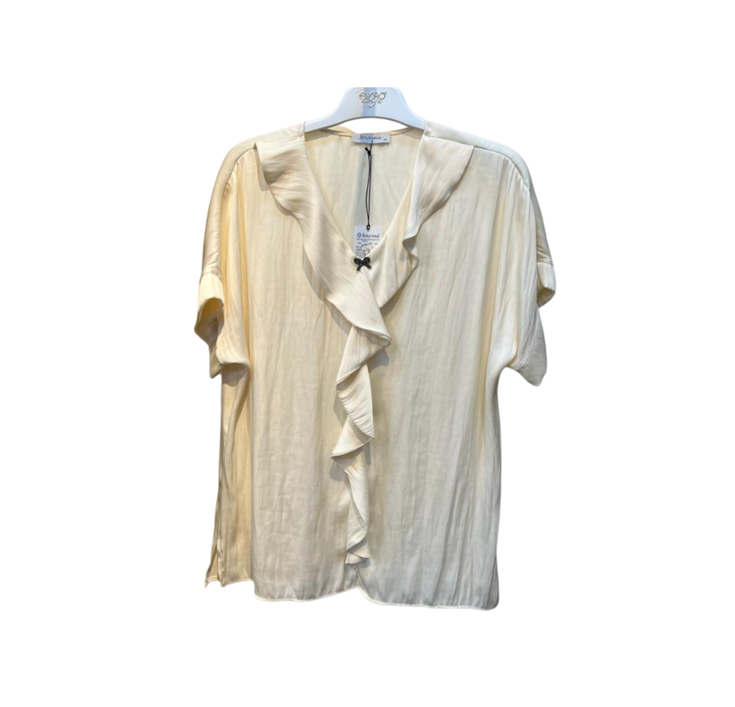 Chemise femme beige à demi-manches