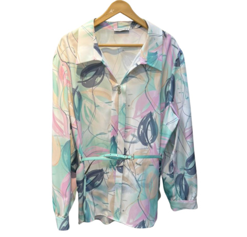 Chemise femme à motifs rose et vert 
