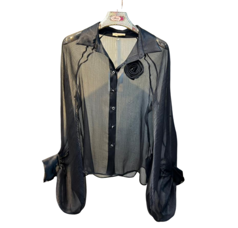 Chemise femme noire transparente classique