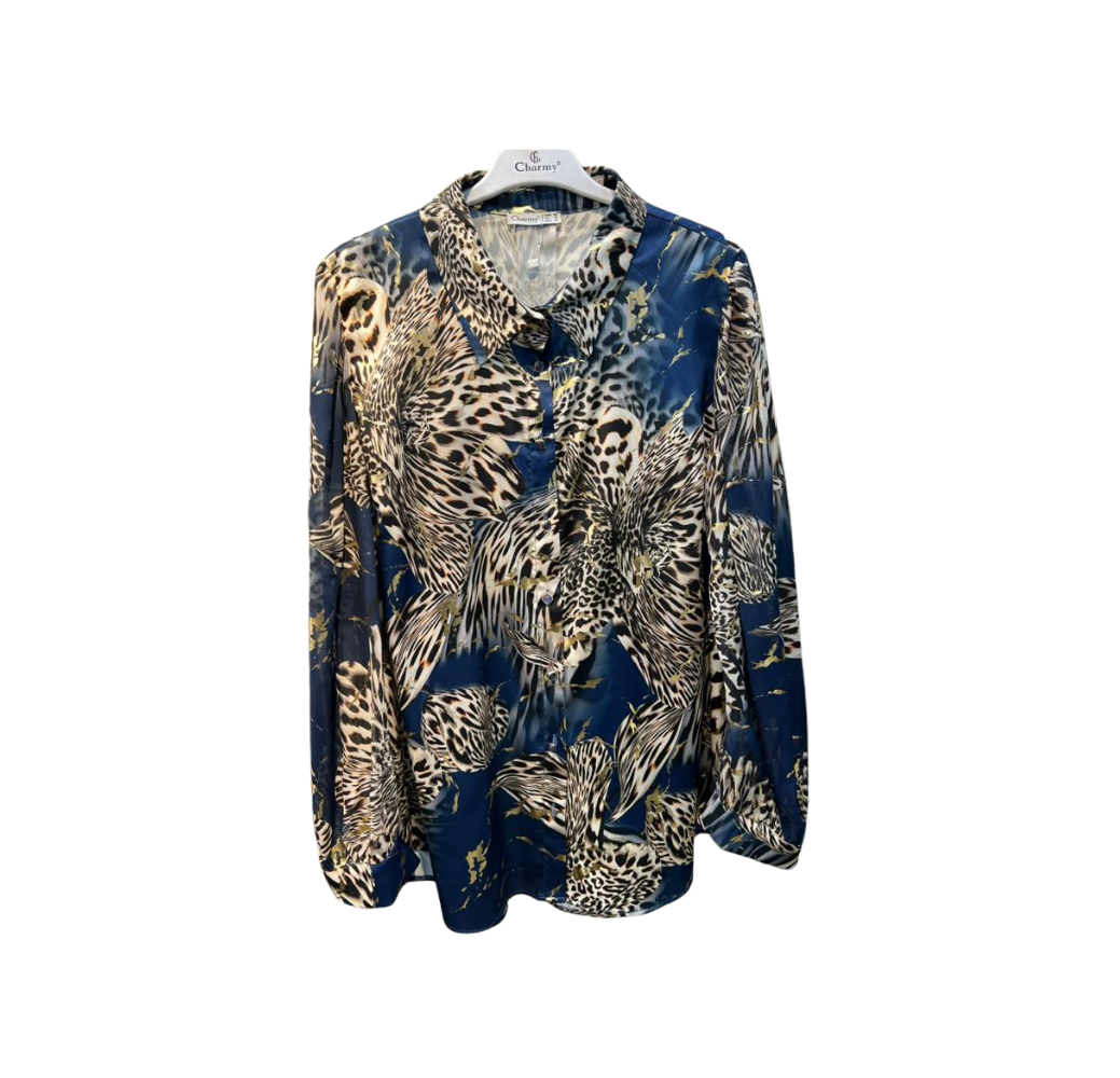 Chemise femme à motifs bleue
