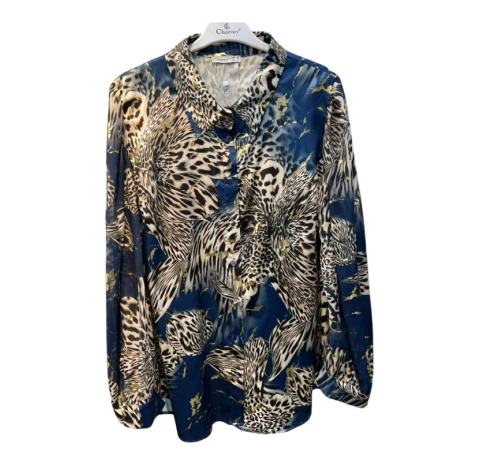 Chemise femme à motifs bleue