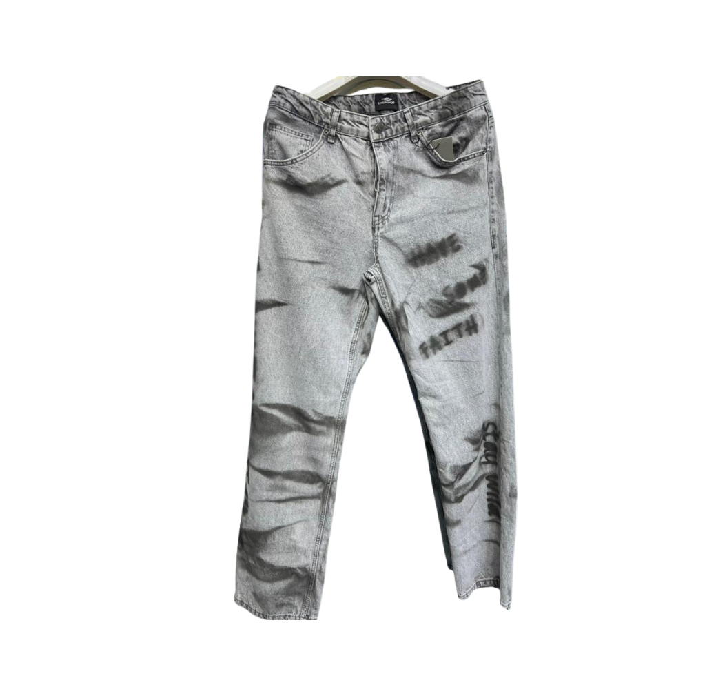 Jean homme gris á motif Noir 