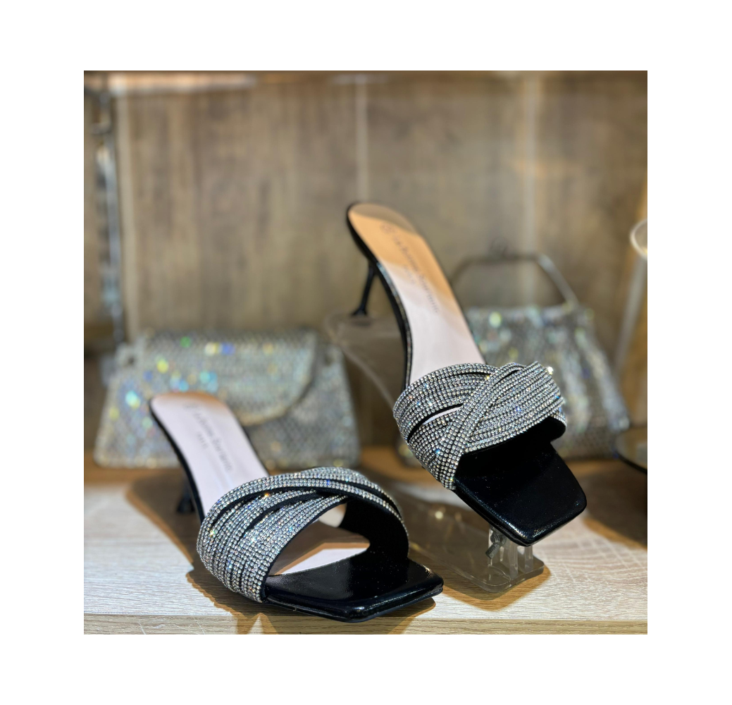 Mules élégantes noir a strass Mules élégantes noir a strass