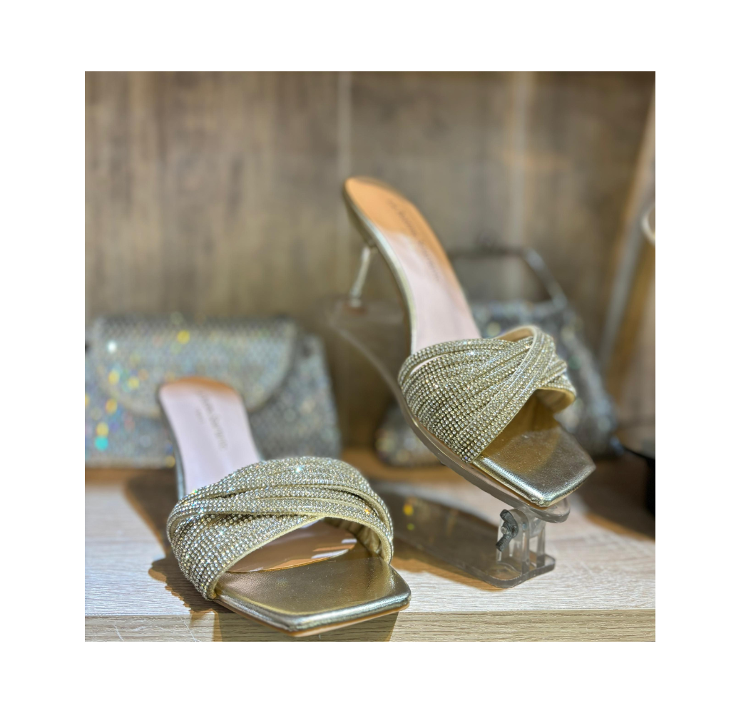 Mules élégantes doré a strass Mules élégantes doré a strass