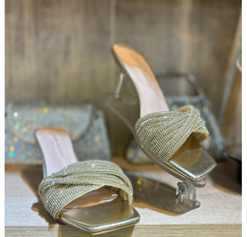 Mules élégantes doré a strass