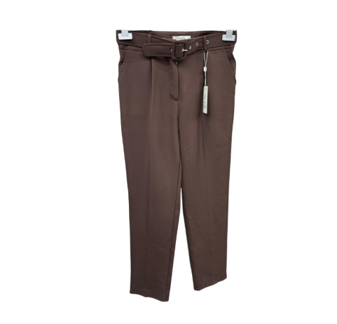 Pantalon marron classique cintré avec ceinture