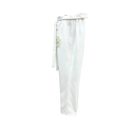 Pantalon classique blanc cintré avec ceinture