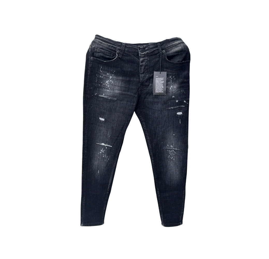 Pantalon en jean taché gris foncé Pantalon en jean taché gris foncé