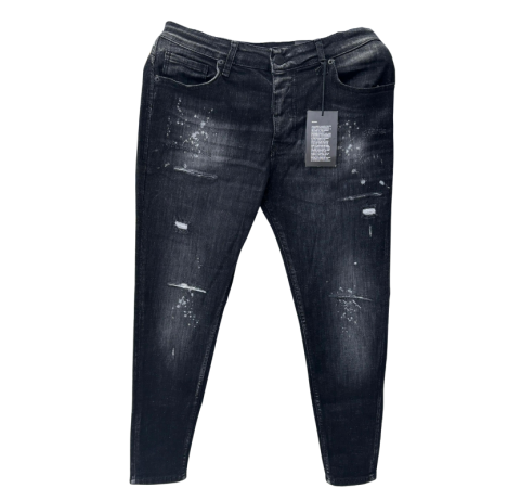 Pantalon en jean taché gris foncé
