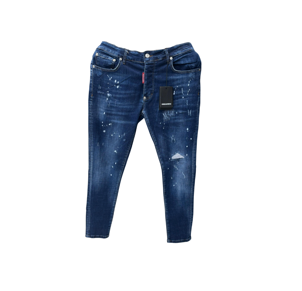 Pantalon en jean taché bleu nuit Pantalon en jean taché bleu nuit