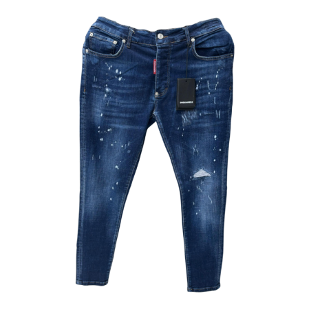 Pantalon en jean taché bleu nuit