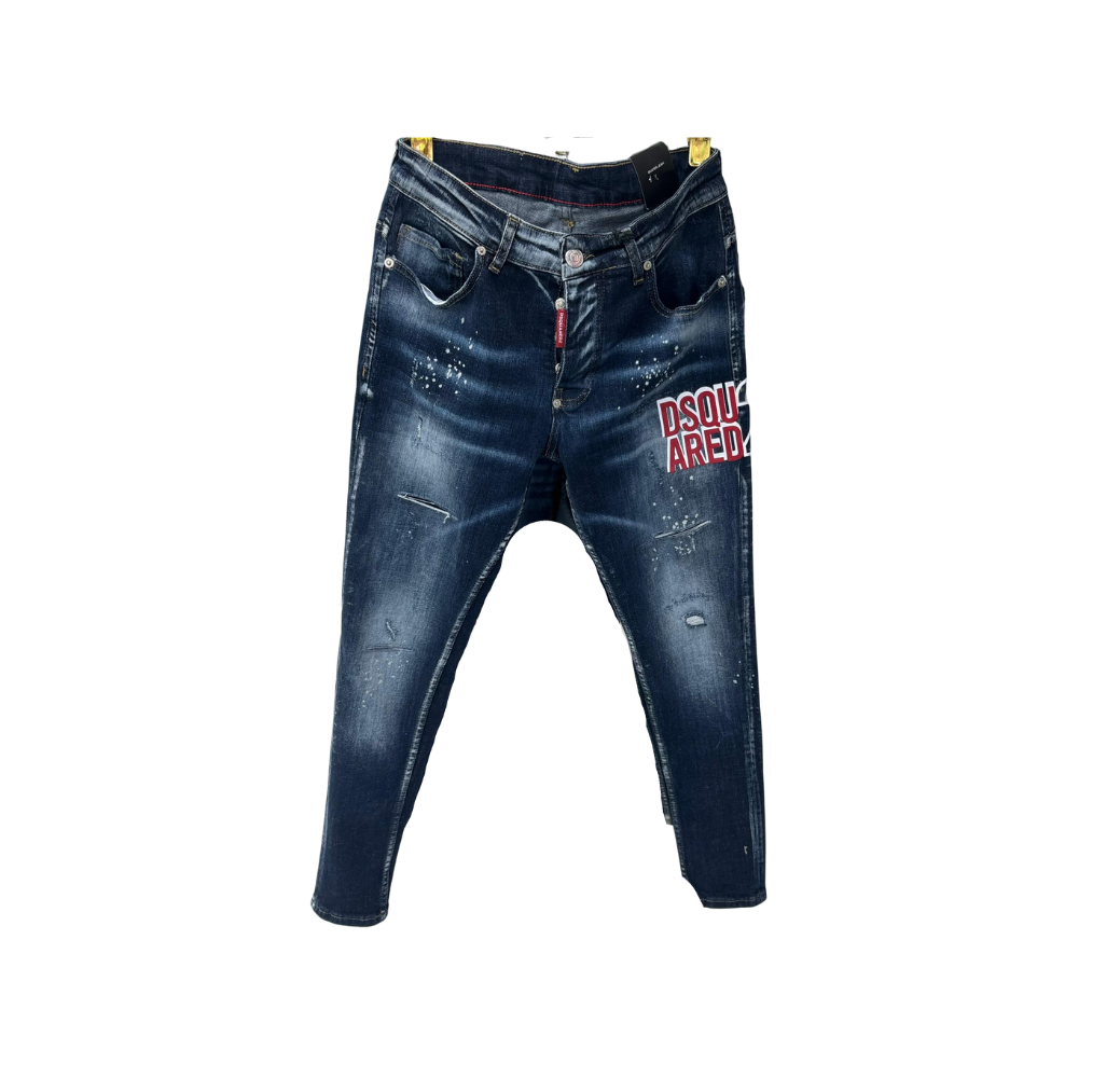 Pantalon en jean Dsquared bleu nuit décoloré Pantalon en jean Dsquared bleu nuit décoloré
