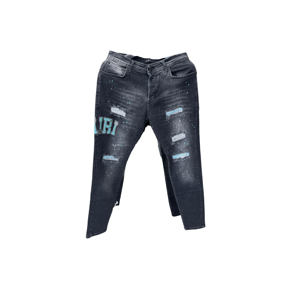 Pantalon en jean Amiri déchiré gris Pantalon en jean Amiri déchiré gris