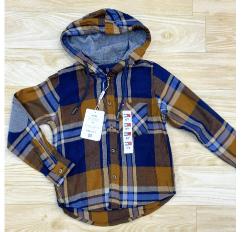 Chemise à carreaux jaune avec capuche