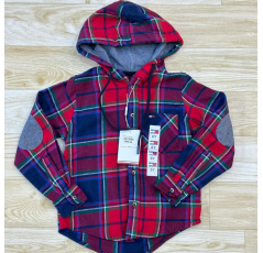 Chemise à carreaux rouge avec capuche
