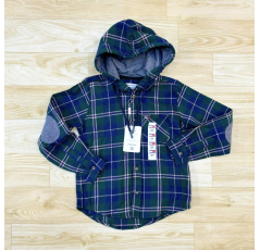 Chemise à carreaux verte avec capuche