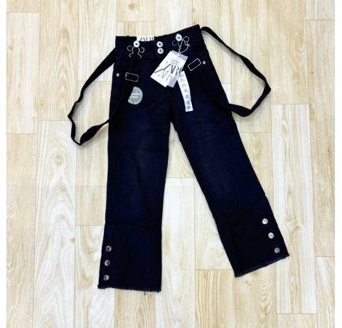 Pantalon en jean à bretelles noir