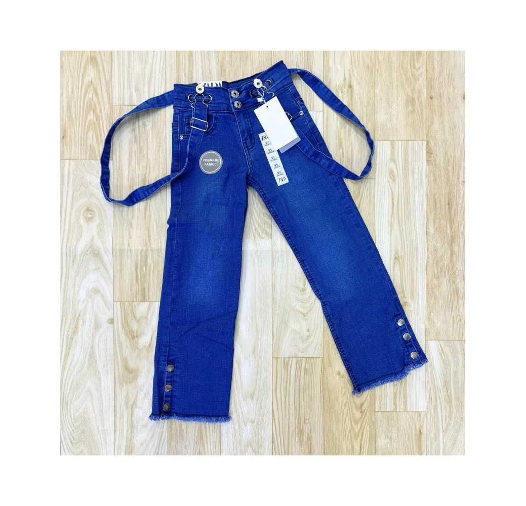 Pantalon en jean à bretelles bleu Pantalon en jean à bretelles bleu