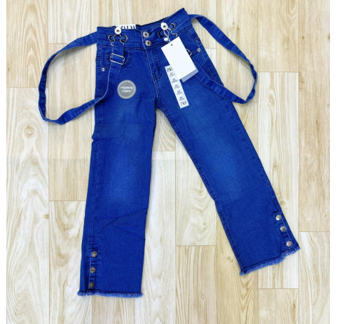Pantalon en jean à bretelles bleu