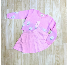 Ensemble fillette en coton rose