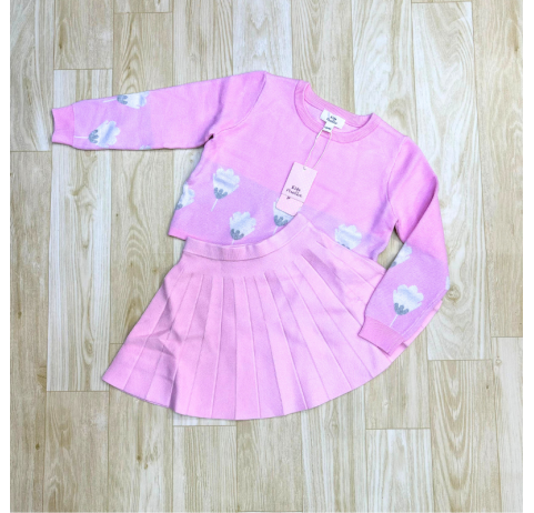 Ensemble fillette en coton rose
