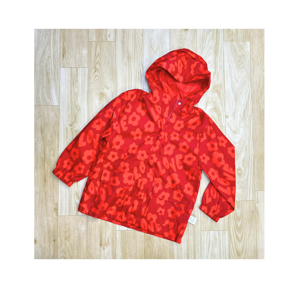 Veste imperméable rouge à motifs Veste imperméable rouge à motifs