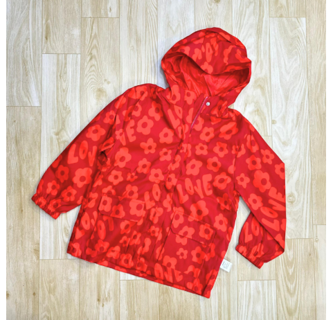 Veste imperméable rouge à motifs