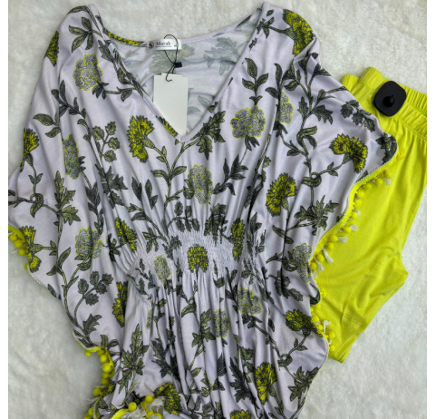 Pyjama haut imprimé et pantalon jaune 