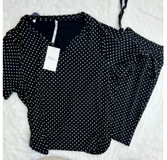 Pyjama deux pièces noir a points