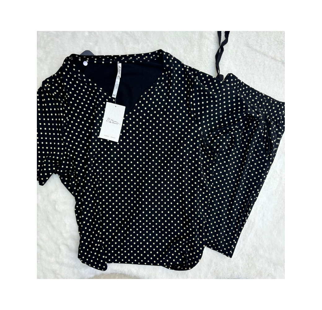 Pyjama deux pièces noir a points Pyjama deux pièces noir a points