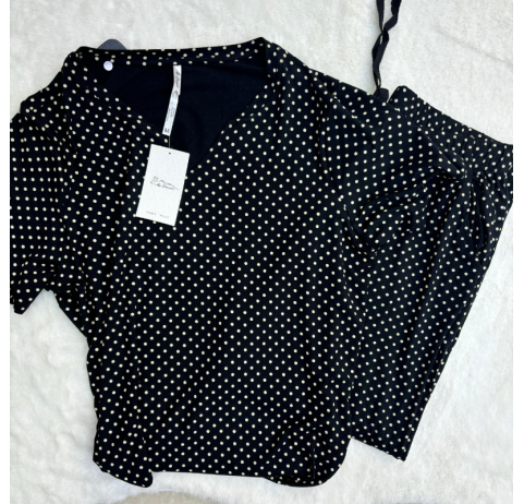 Pyjama deux pièces noir a points