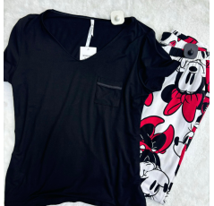 Pyjama haut noir pantalon minnie mouse 