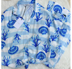 Pyjama deux pièces coquillage bleu