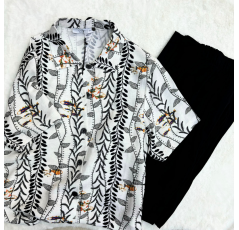 Pyjama deux pièces noir et blanc