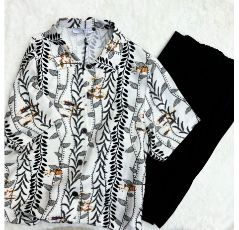 Pyjama deux pièces noir et blanc