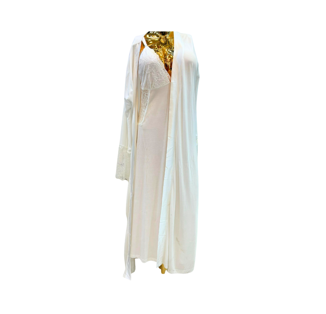Nuisette d’allaitement robe et kimono blanc Nuisette d’allaitement robe et kimono blanc