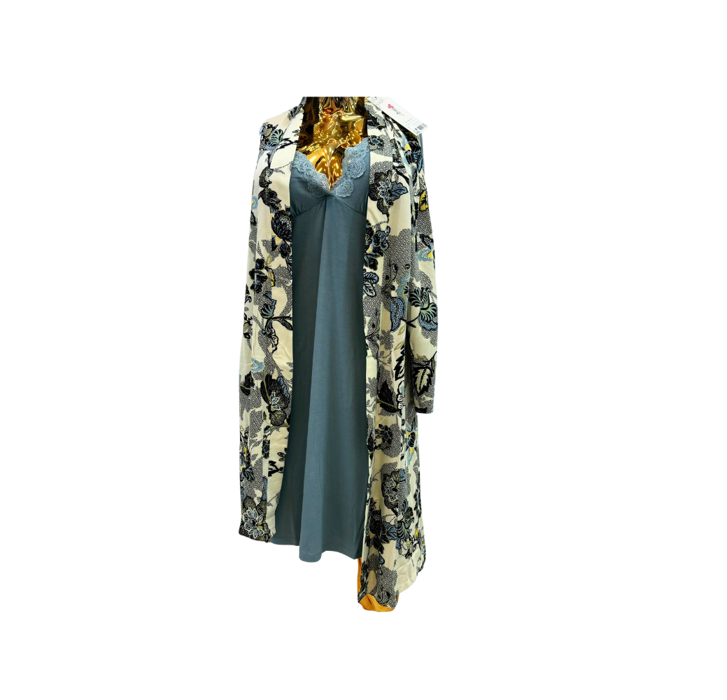 Nuisette d’allaitement deux pièces robe et kimono bleu – Penye Mode (Rêve d’Elle) Nuisette d’allaitement deux pièces robe et kimono bleu – Penye Mode (Rêve d’Elle)