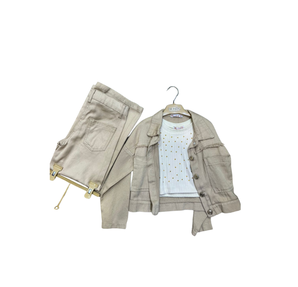 Set 3 pièces : pantalon, veste et haut