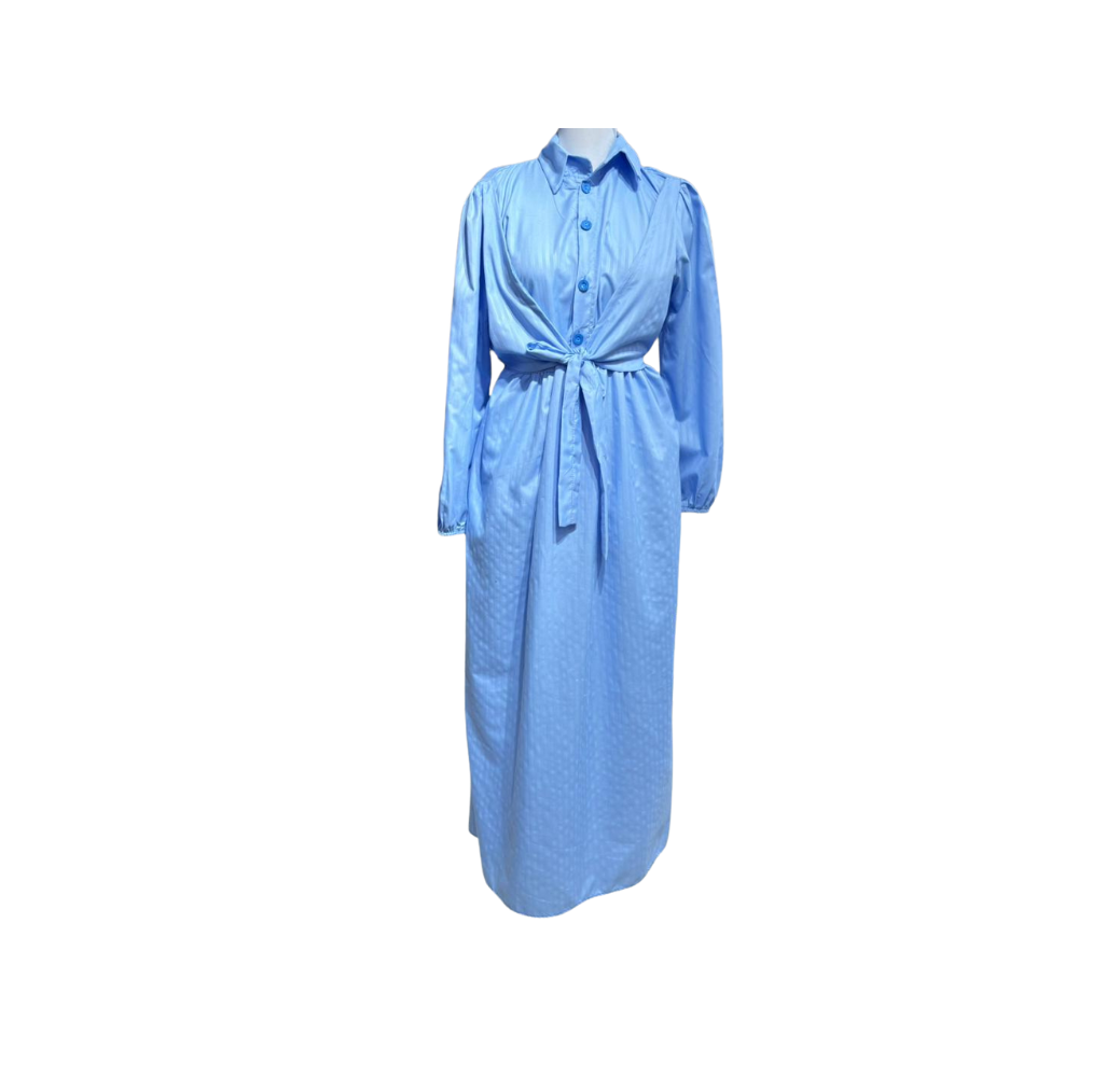 Robe Longue à Boléro Ceinture Bleu – Bahdja Boutique