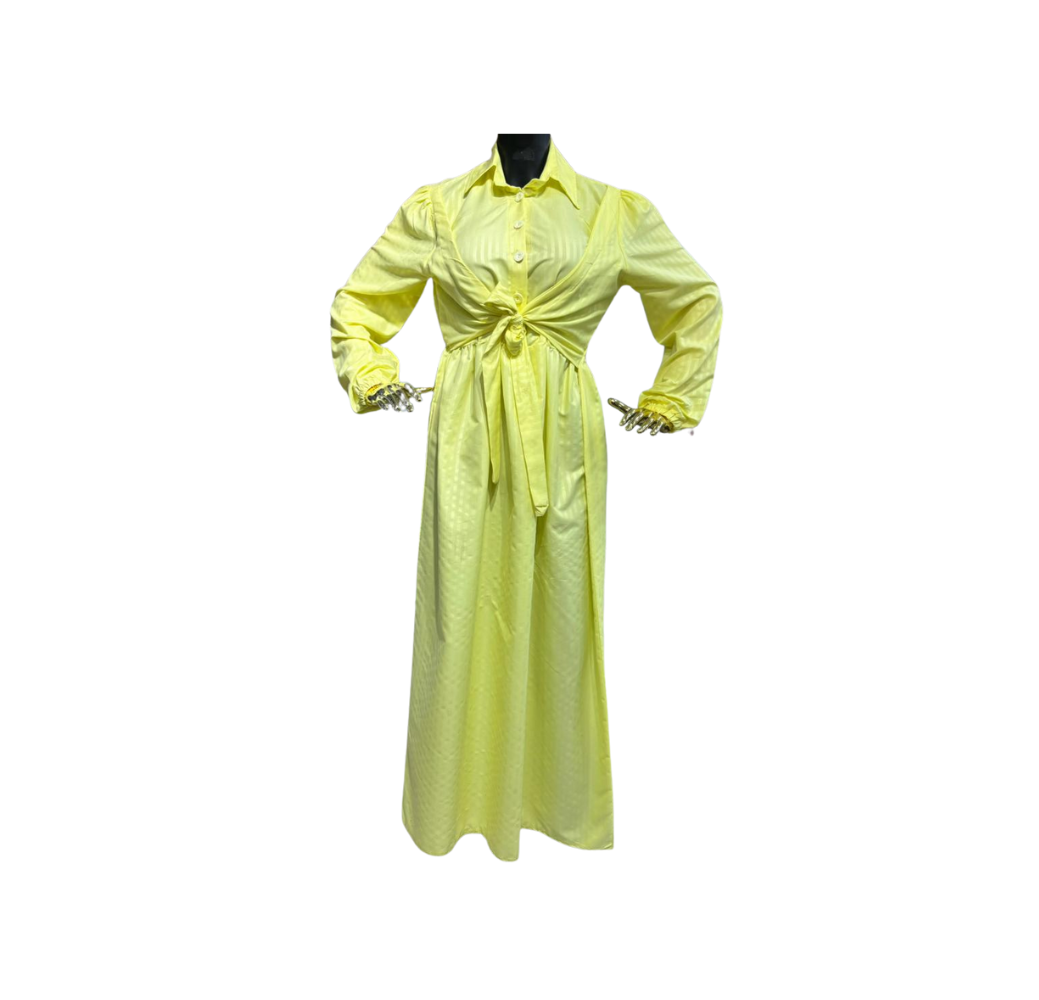 Robe Longue à Boléro Ceinture Jaune – Bahdja Boutique