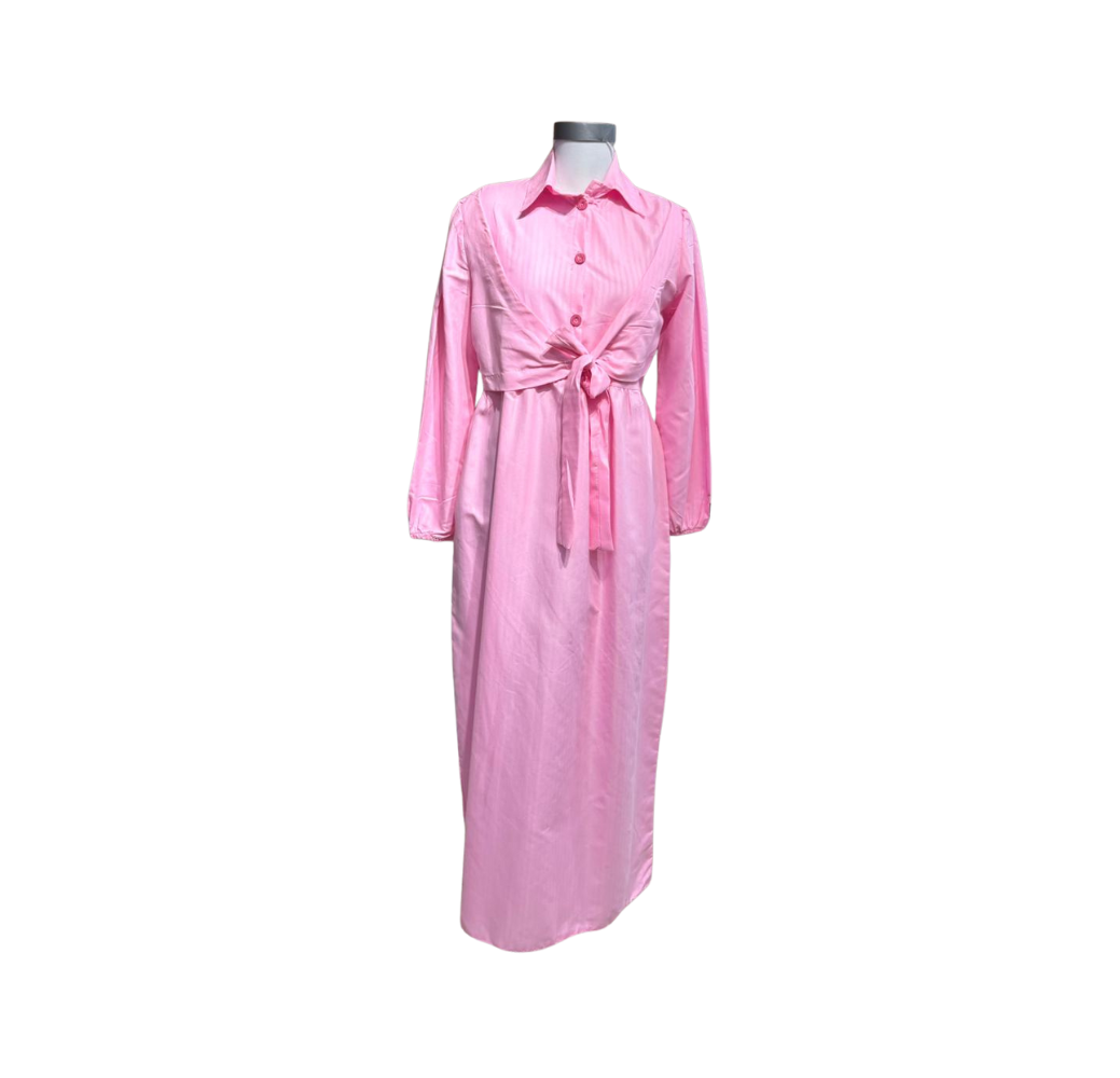 Robe Longue à Boléro Ceinture rose – Bahdja Boutique