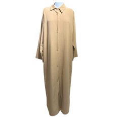 Robe Longue à Bouton beige – Bahdja Boutique