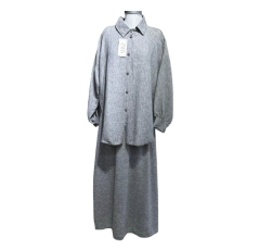 Ensemble Deux Pièces Jupe et Chemise Gris – Bahdja Boutique